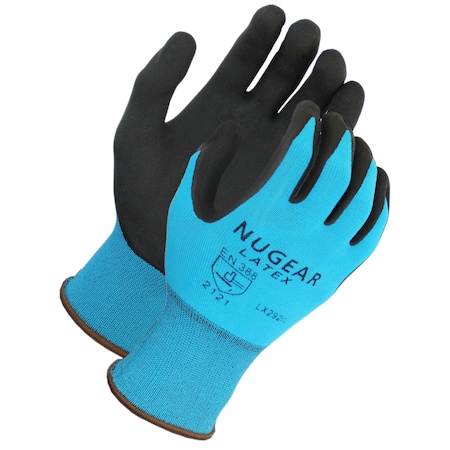 Foam Latex Coated Glove, Blue Shell, S